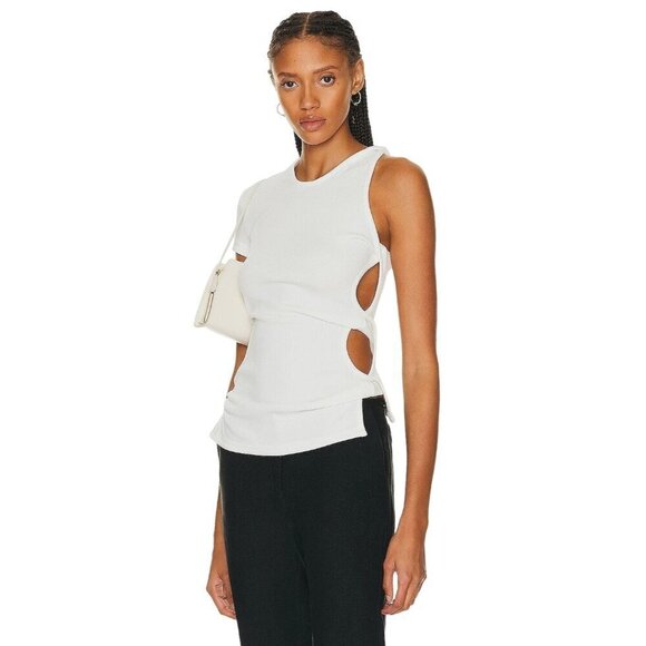 Christopher Esber Open Twist Side Tee in White 2 New Womens Top Blouse